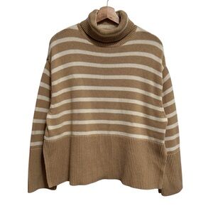 Gap 24/7 Split Hem Turtleneck Sweater Women XS Stripe Oversized
